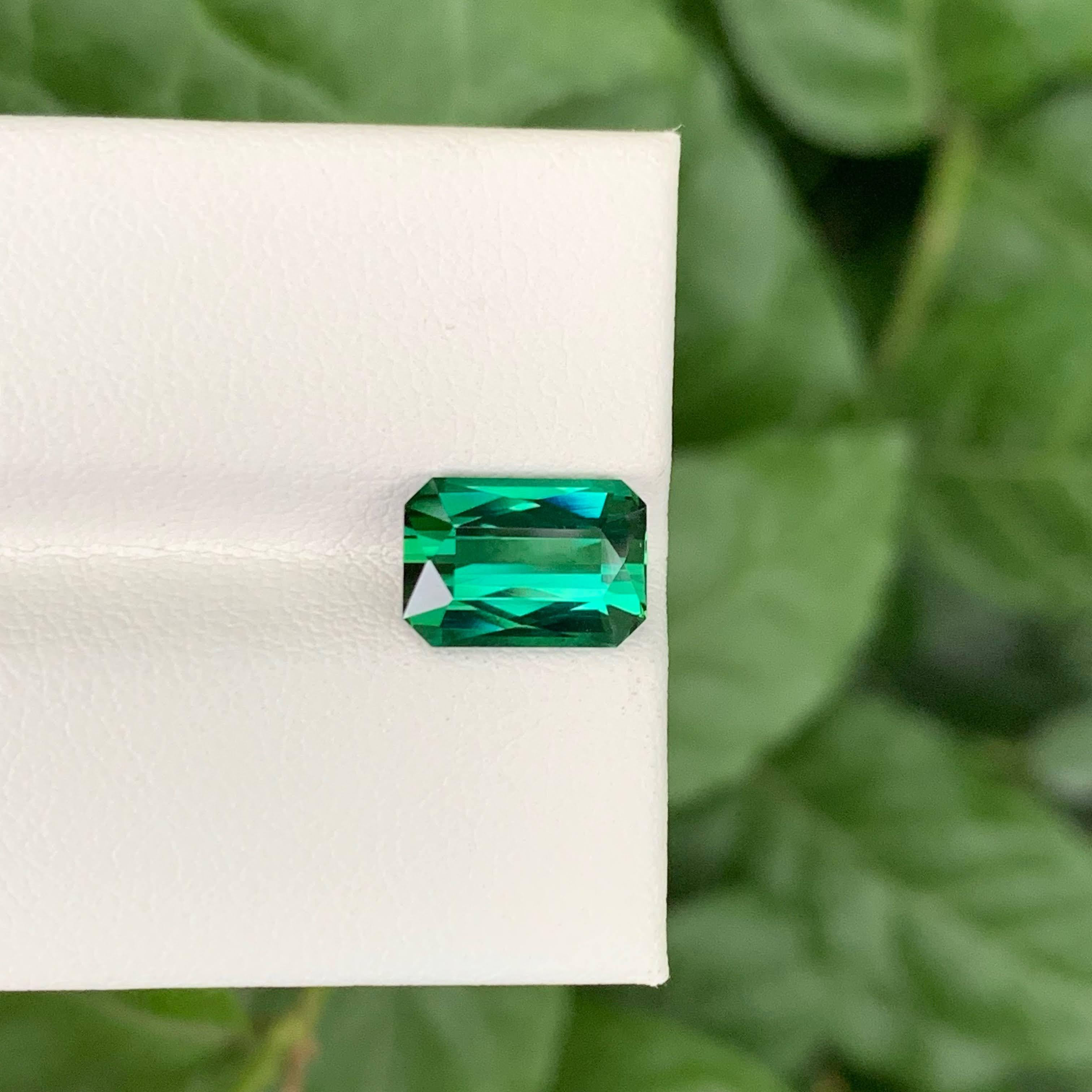 2,90 Karat Natürlicher Lose Grünlich Blauer Turmalin Smaragdschliff Afghani Edelstein im Angebot 1