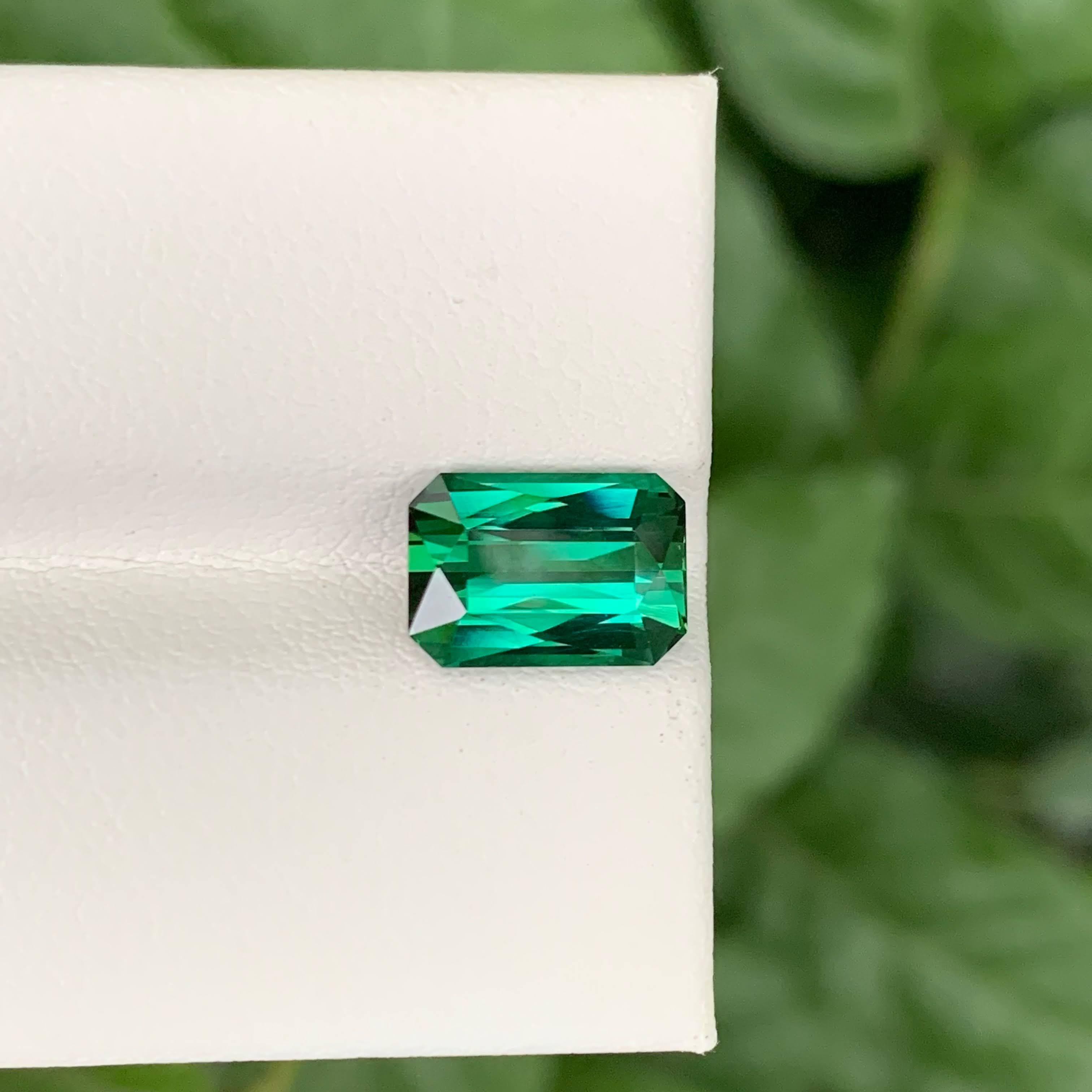 2,90 Karat Natürlicher Lose Grünlich Blauer Turmalin Smaragdschliff Afghani Edelstein im Angebot 2