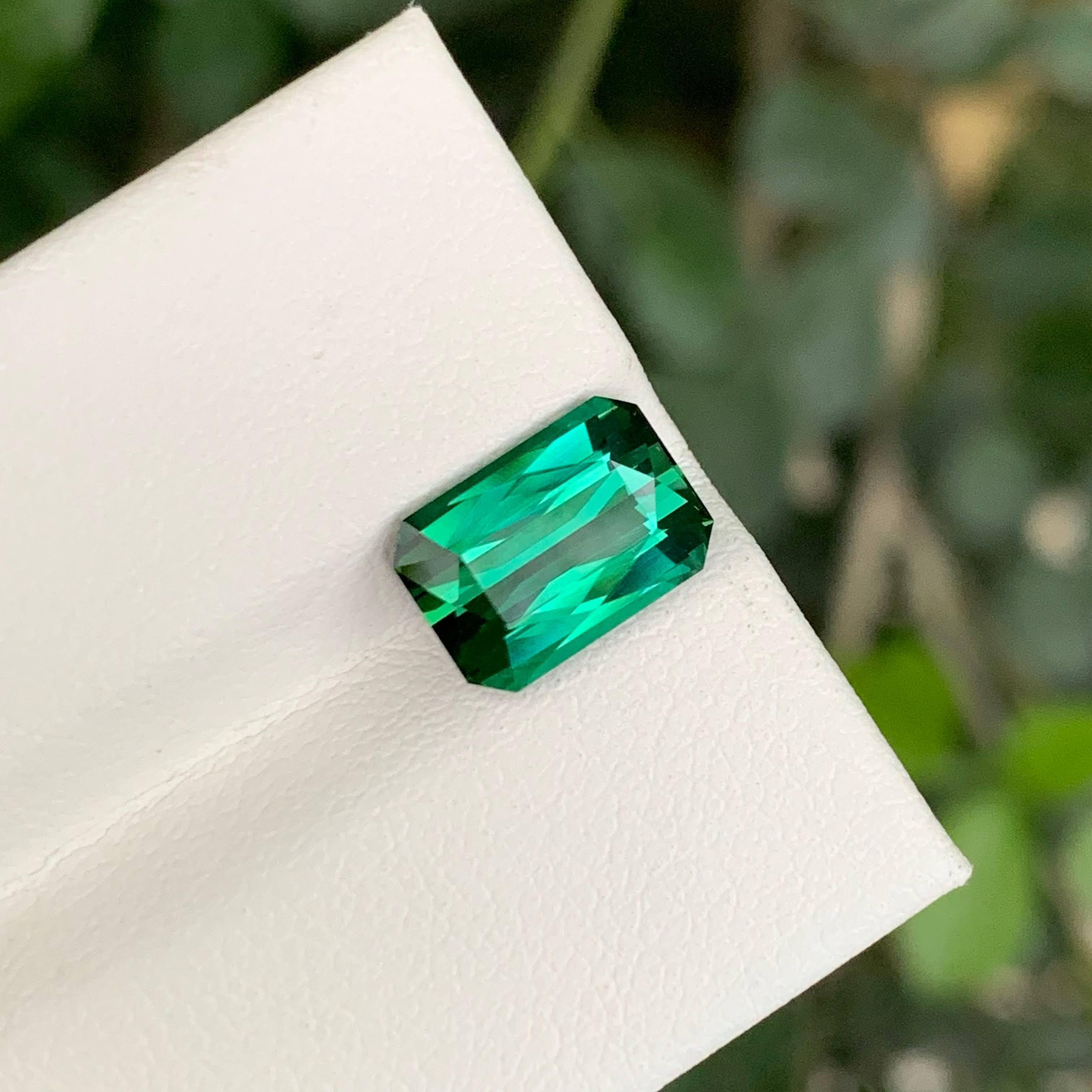 2,90 Karat Natürlicher Lose Grünlich Blauer Turmalin Smaragdschliff Afghani Edelstein im Angebot 3