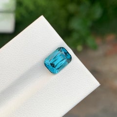 2.90 Carat Natural Loose Indigo Tourmaline Cushion Shape Gem For Jewellery