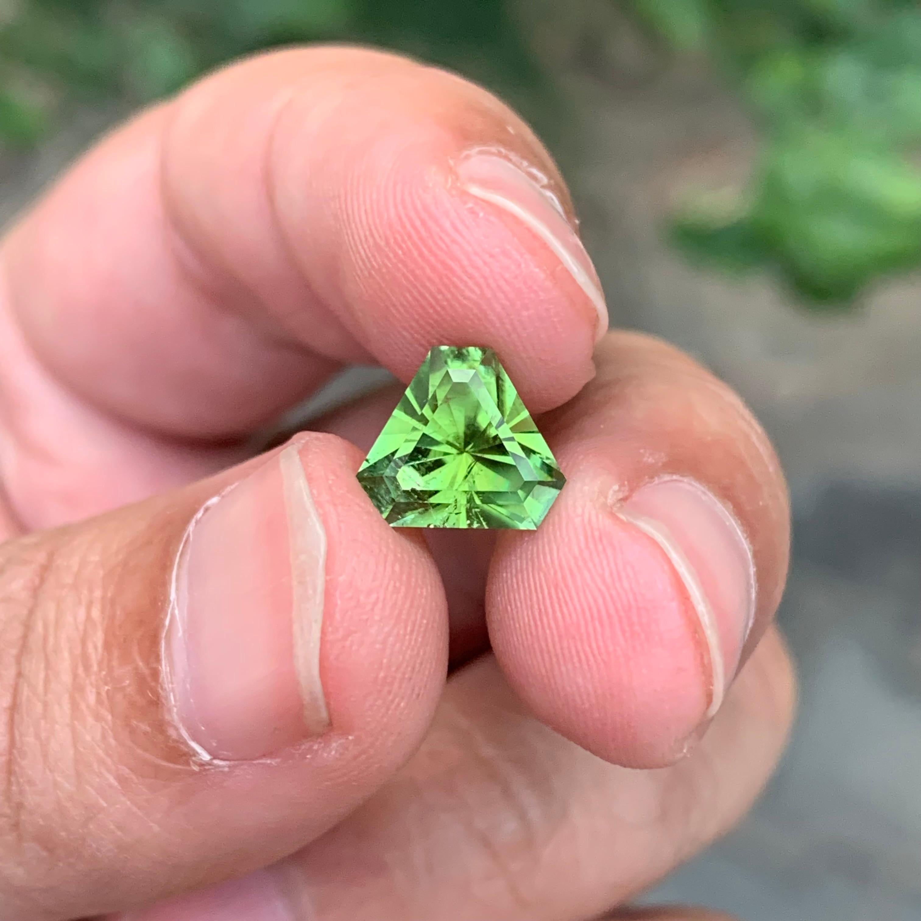 Tourmaline verte Kelly non sertie de 2,90 carats en forme de trillion Neuf - En vente à Peshawar, PK