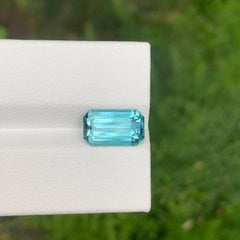 2.90 Carat Natural Loose Lagoon Tourmaline Stone Emerald Cut Afghan Gemstone