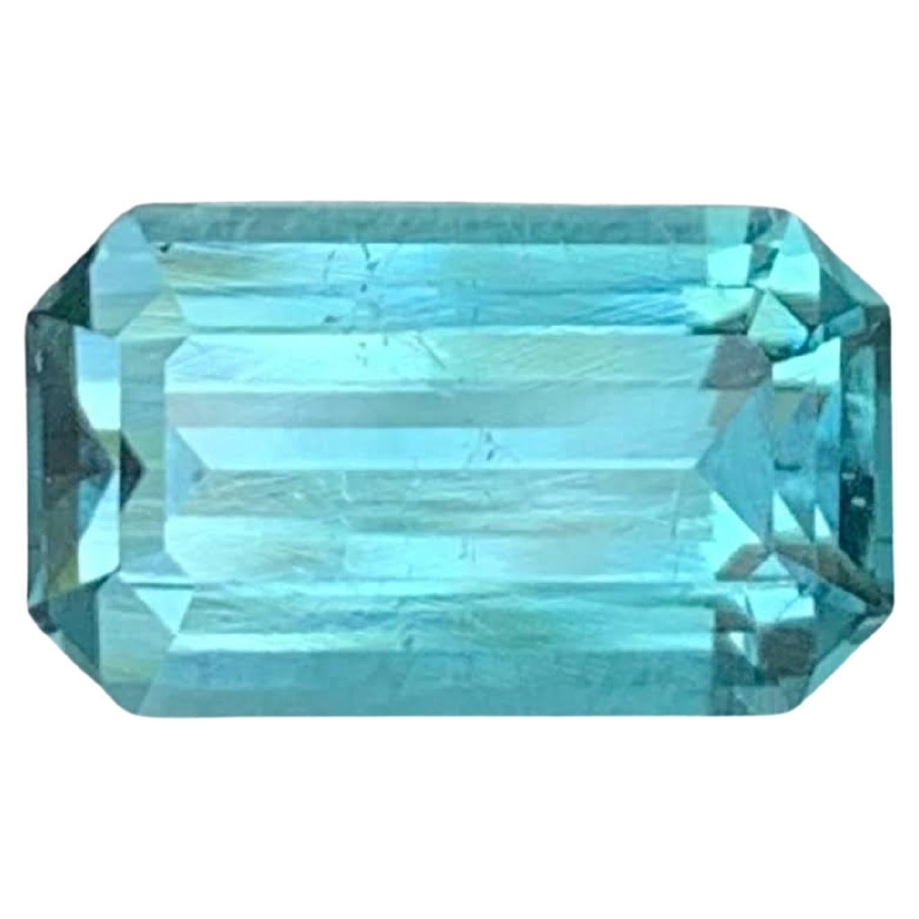 2.90 Carat Naturel Loose Lagoon Tourmaline Stone Emerald Cut Afghan Gemstone