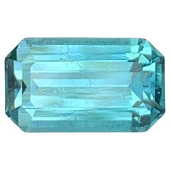 2.90 Carat Natural Loose Lagoon Tourmaline Stone Emerald Cut Afghan Gemstone