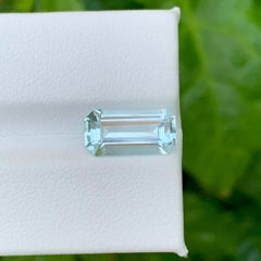 2.90 Carat Natural Loose Light Blue Aquamarine Emerald Cut Pakistani Gemstone