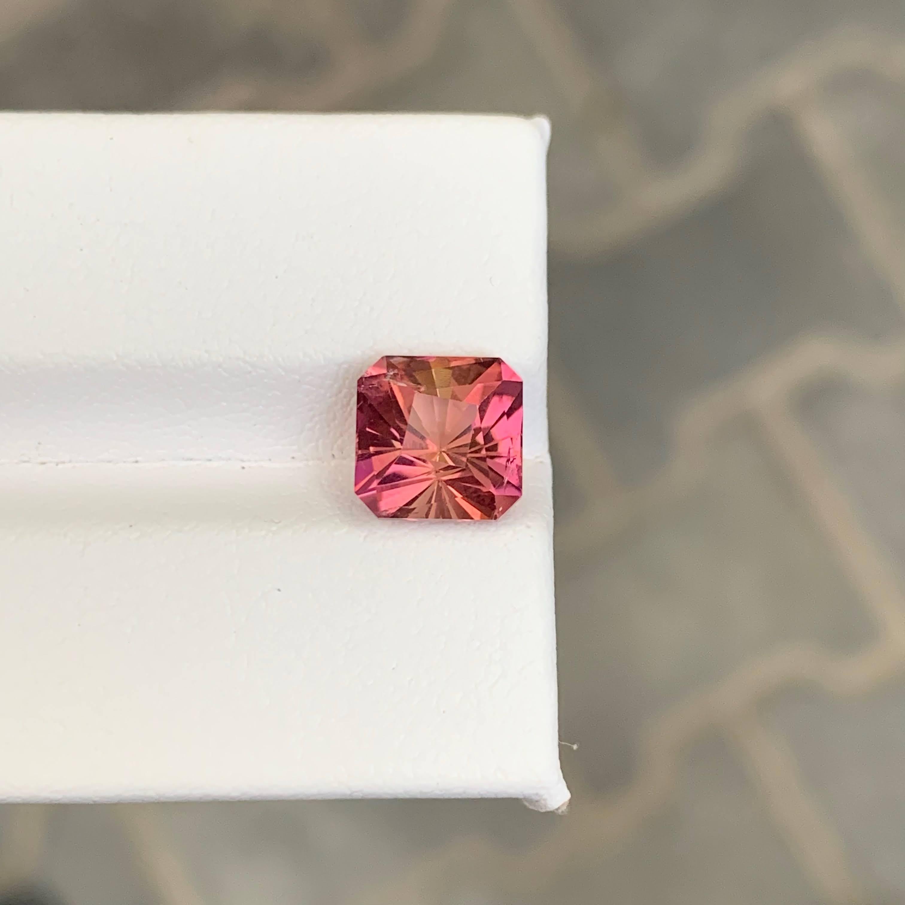2,90 Karat Natürlicher Loser Pfirsich Rosa Turmalin Asscher Schliff Afrikanischer Edelstein im Angebot 5