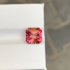 2.90 Carat Natural Loose Peachy Pink Tourmaline Asscher Cut African Gemstone