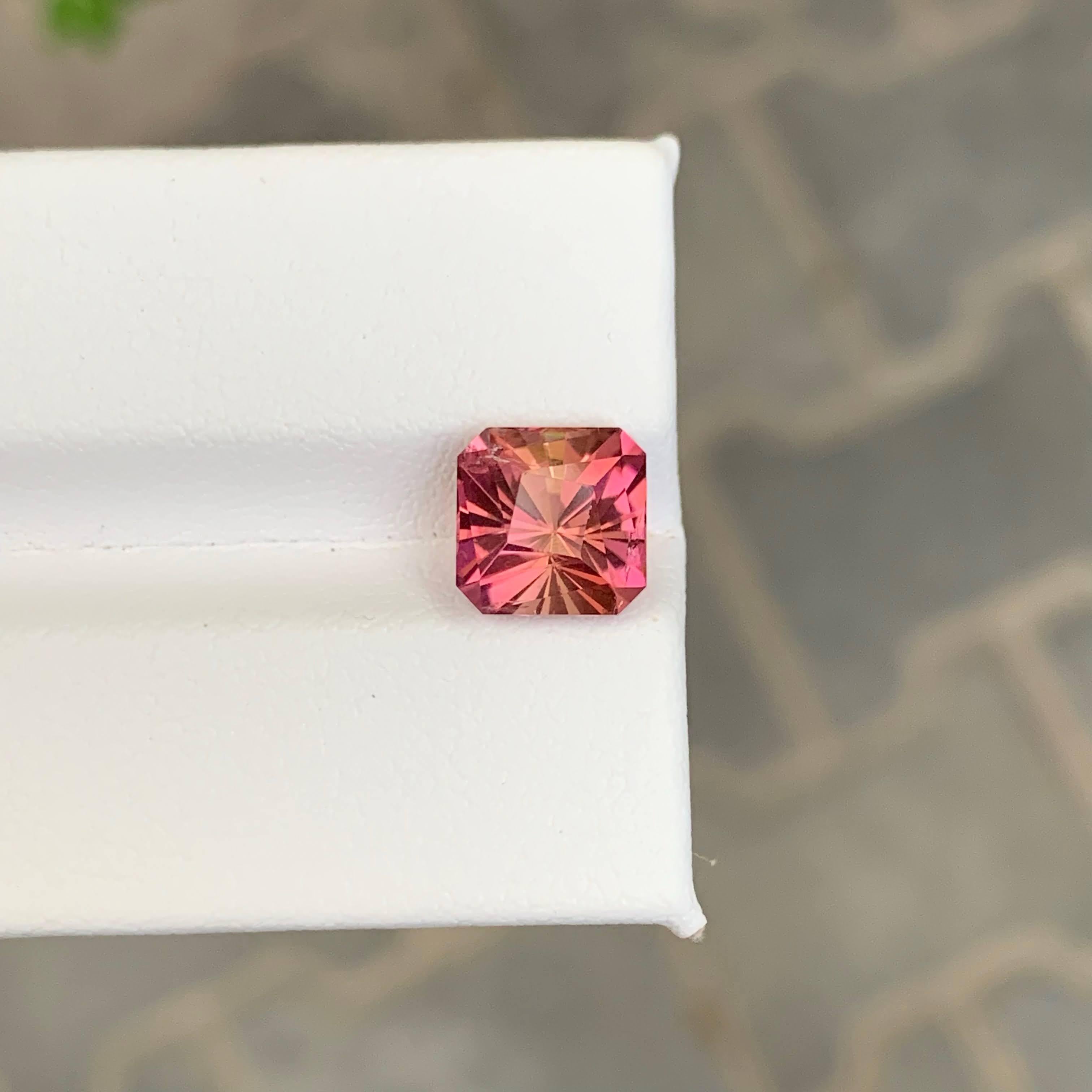 2,90 Karat Natürlicher Loser Pfirsich Rosa Turmalin Asscher Schliff Afrikanischer Edelstein (Moderne) im Angebot