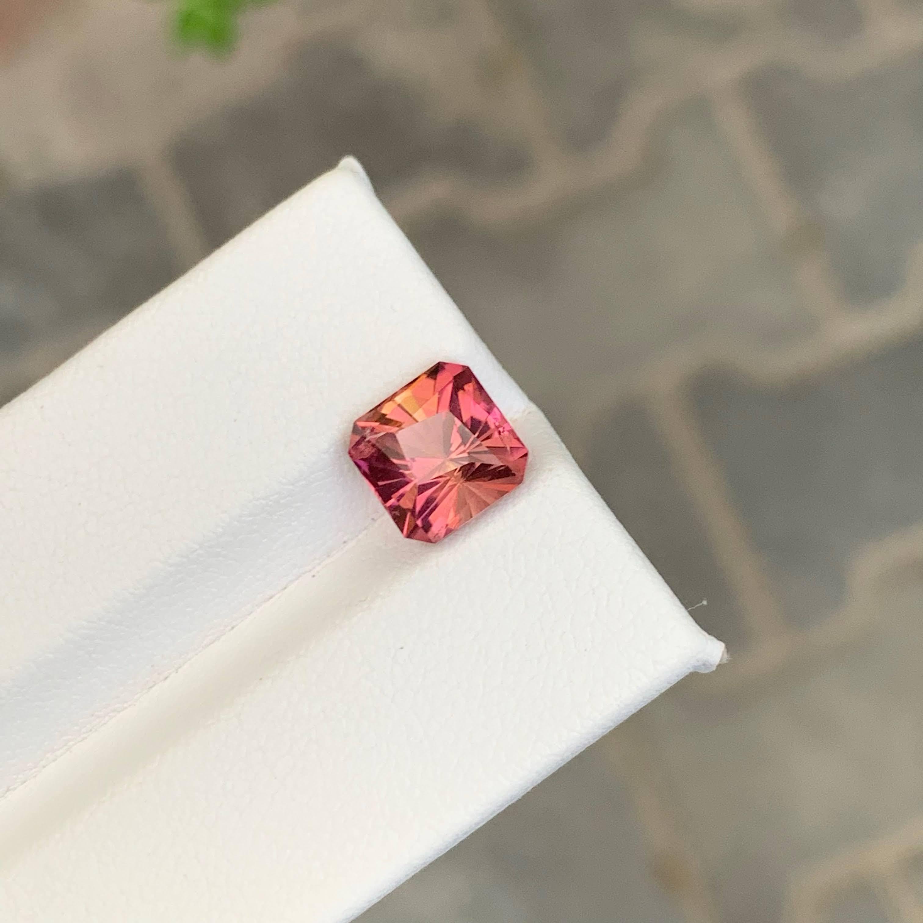 2,90 Karat Natürlicher Loser Pfirsich Rosa Turmalin Asscher Schliff Afrikanischer Edelstein (Asscher-Schliff) im Angebot