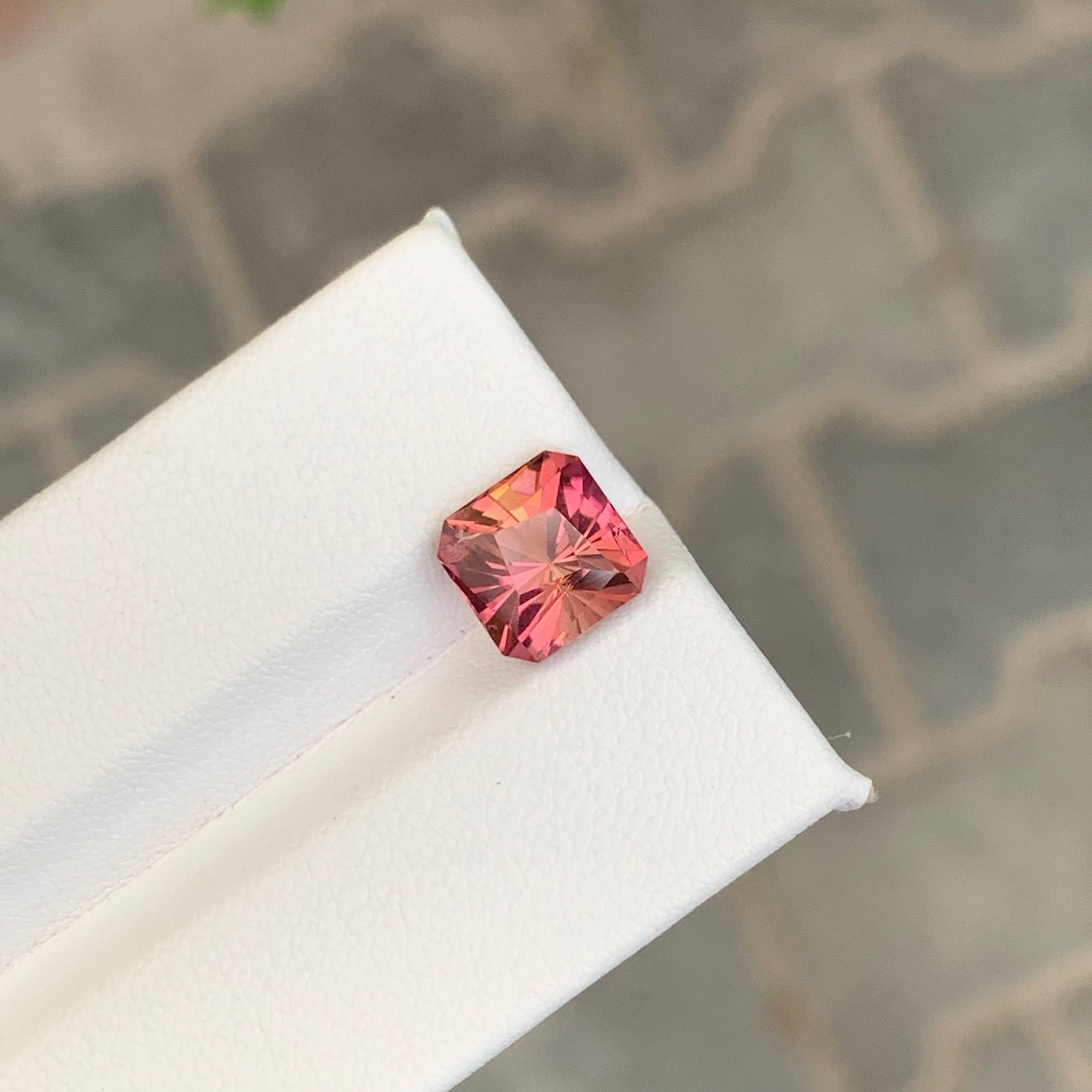 2,90 Karat Natürlicher Loser Pfirsich Rosa Turmalin Asscher Schliff Afrikanischer Edelstein für Damen oder Herren im Angebot
