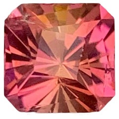 2.90 Carat Natural Loose Peachy Pink Tourmaline Asscher Cut African Gemstone