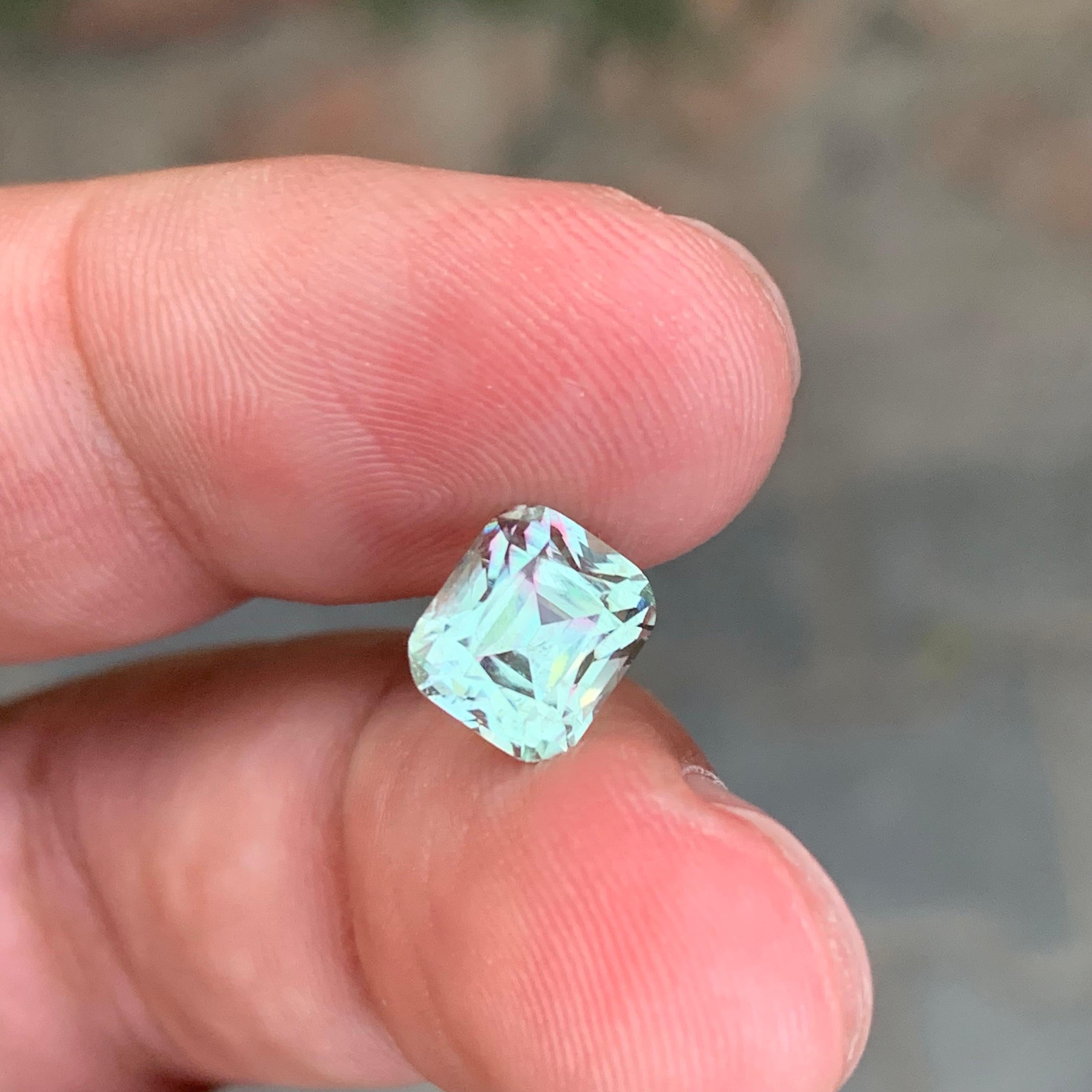 2.90 Carat Natural Loose Pink Shade Mint Green Tourmaline Cushion Shape Gemstone For Sale 4