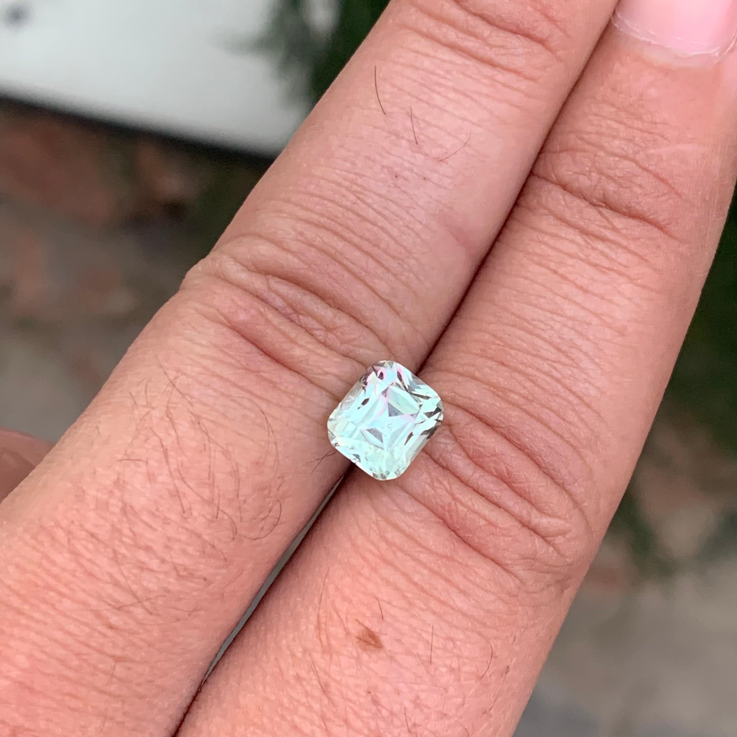 2.90 Carat Natural Loose Pink Shade Mint Green Tourmaline Cushion Shape Gemstone For Sale 2