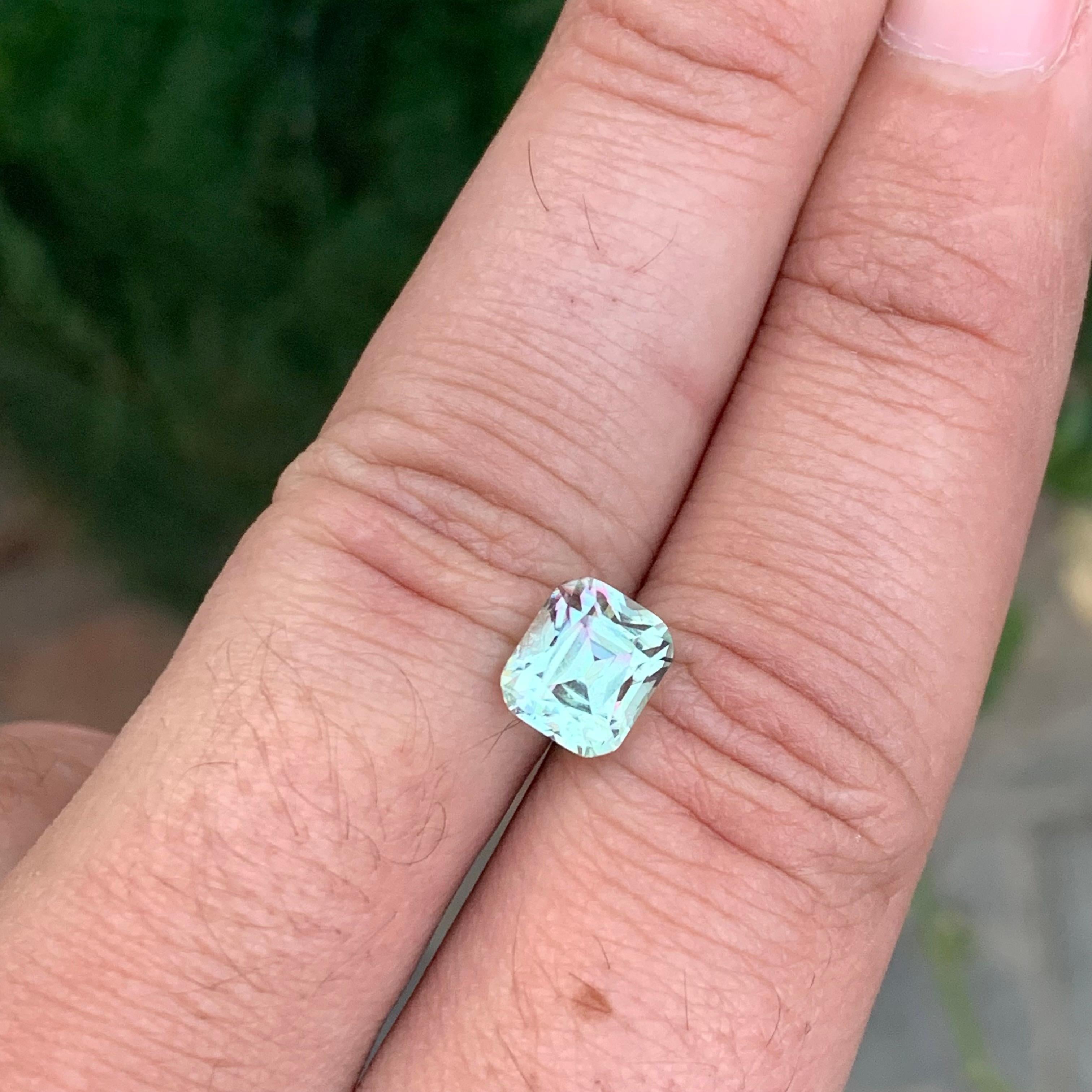 2.90 Carat Natural Loose Pink Shade Mint Green Tourmaline Cushion Shape Gemstone For Sale 3