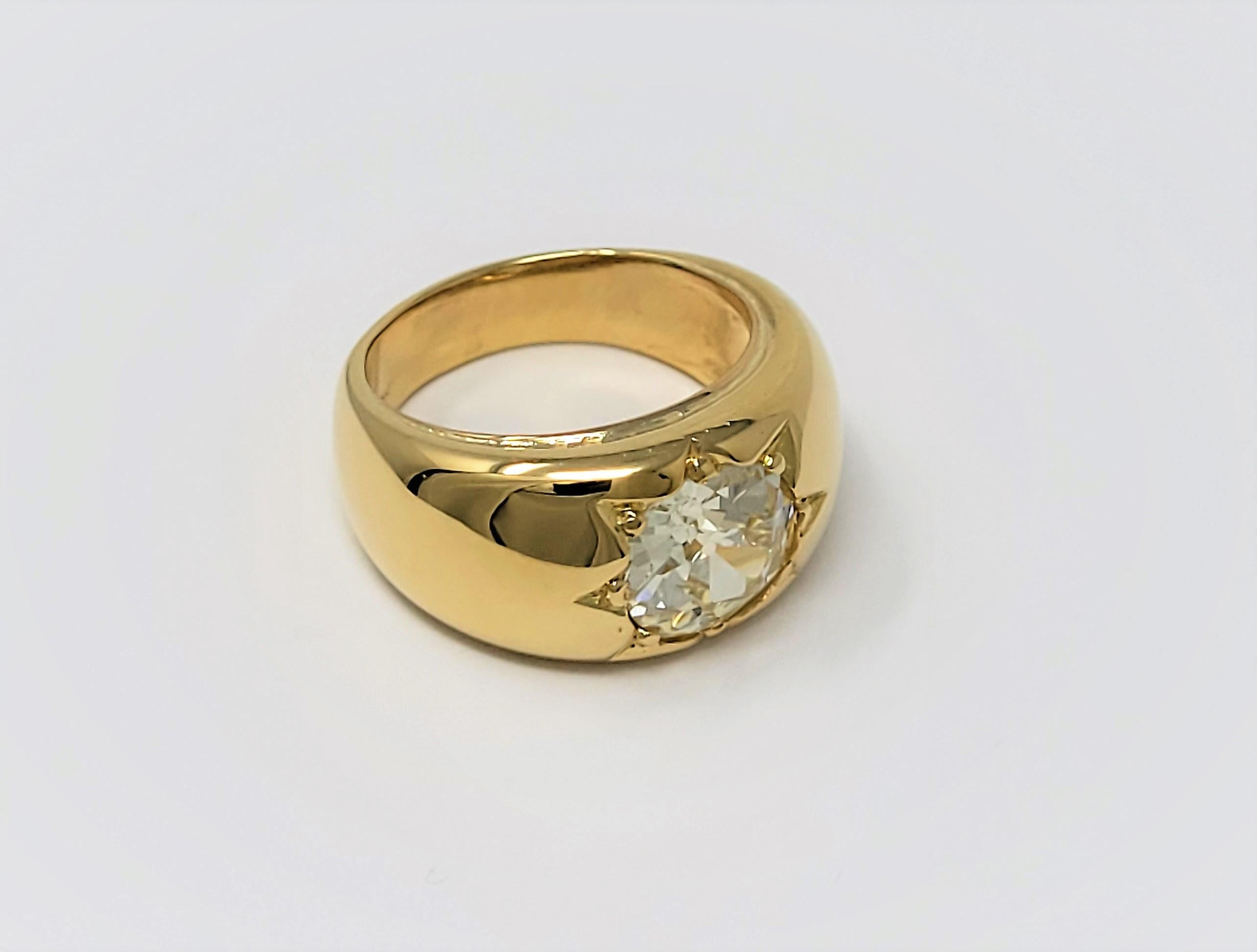 Retro 2.90 Carat Old European Cut Diamond Ring in 18 Karat Gold