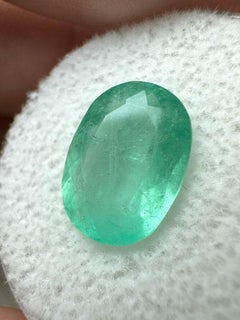 2.90 Carat Pastel Mint Green Colombian Emerald Oval Cut - May Birthstone Gem