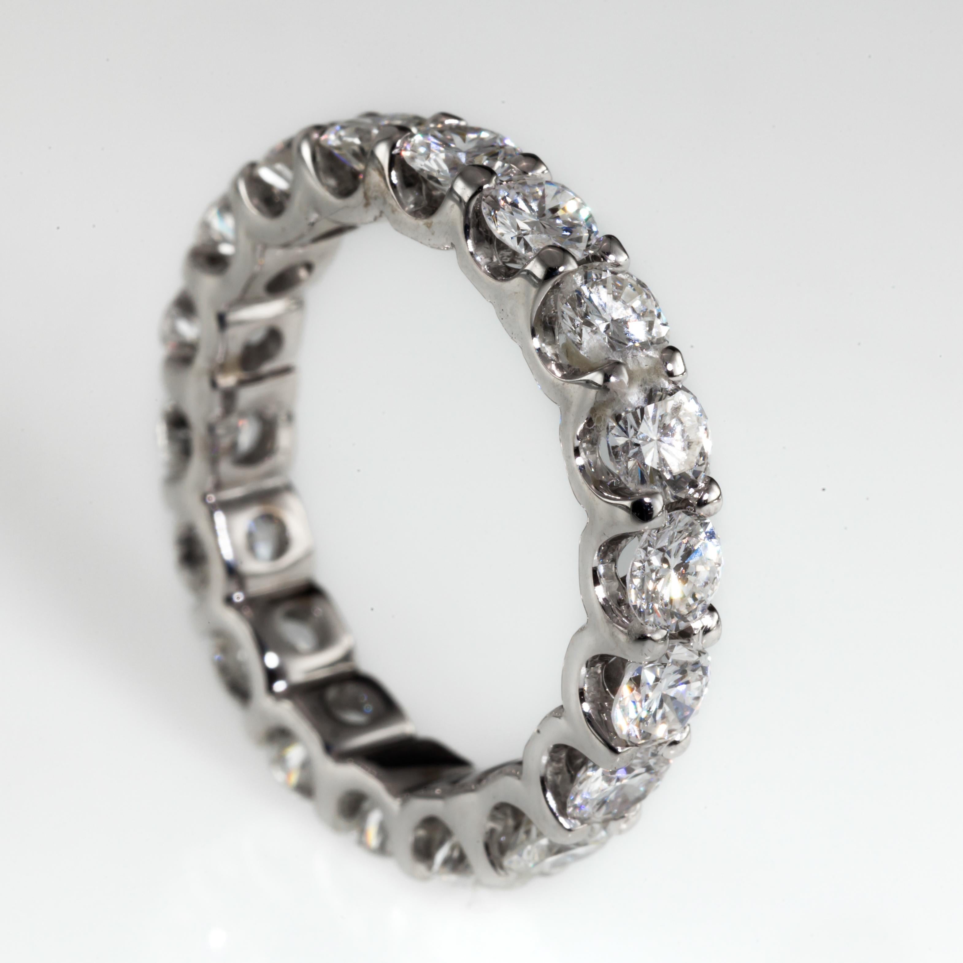 Contemporary 2.90 Carat Round Diamond Eternity Band in White Gold