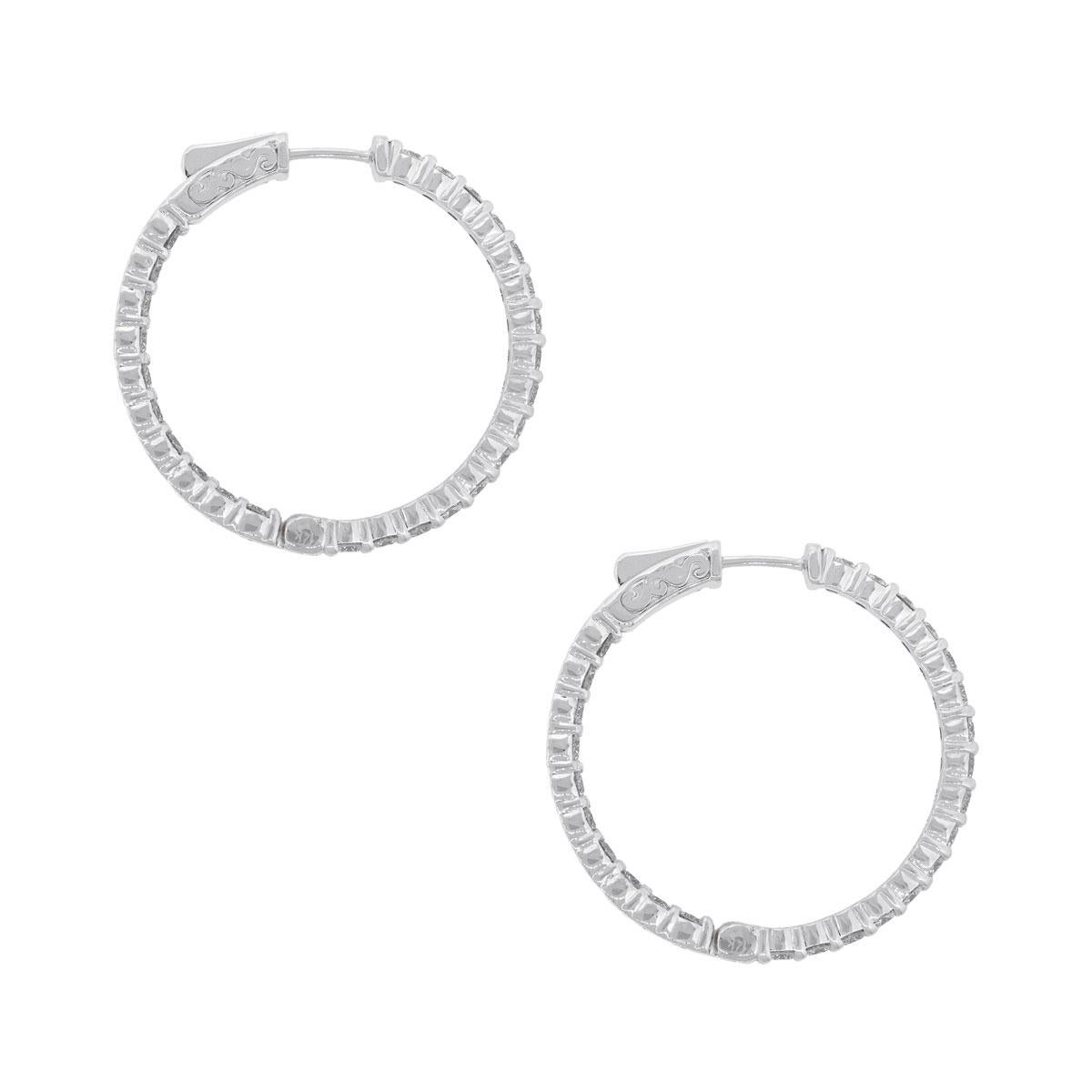 Round Cut 2.90 Carat Round Diamond Inside Out Hoops