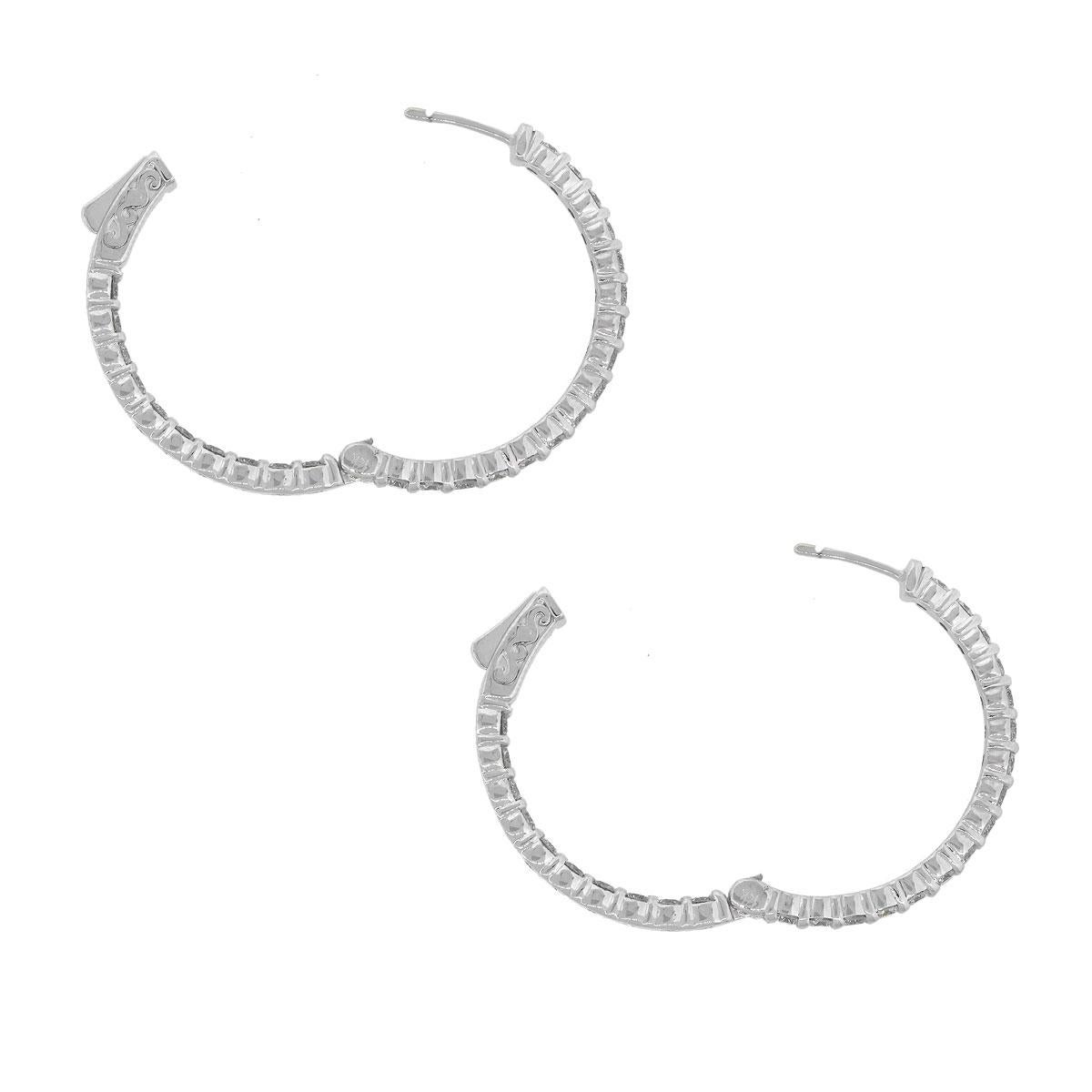 2.90 Carat Round Diamond Inside Out Hoops In Excellent Condition In Boca Raton, FL