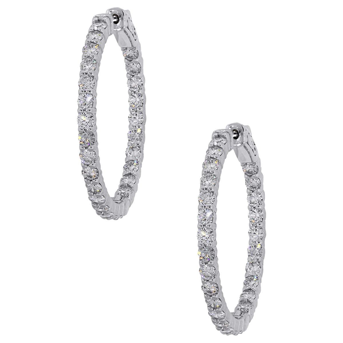 2.90 Carat Round Diamond Inside Out Hoops