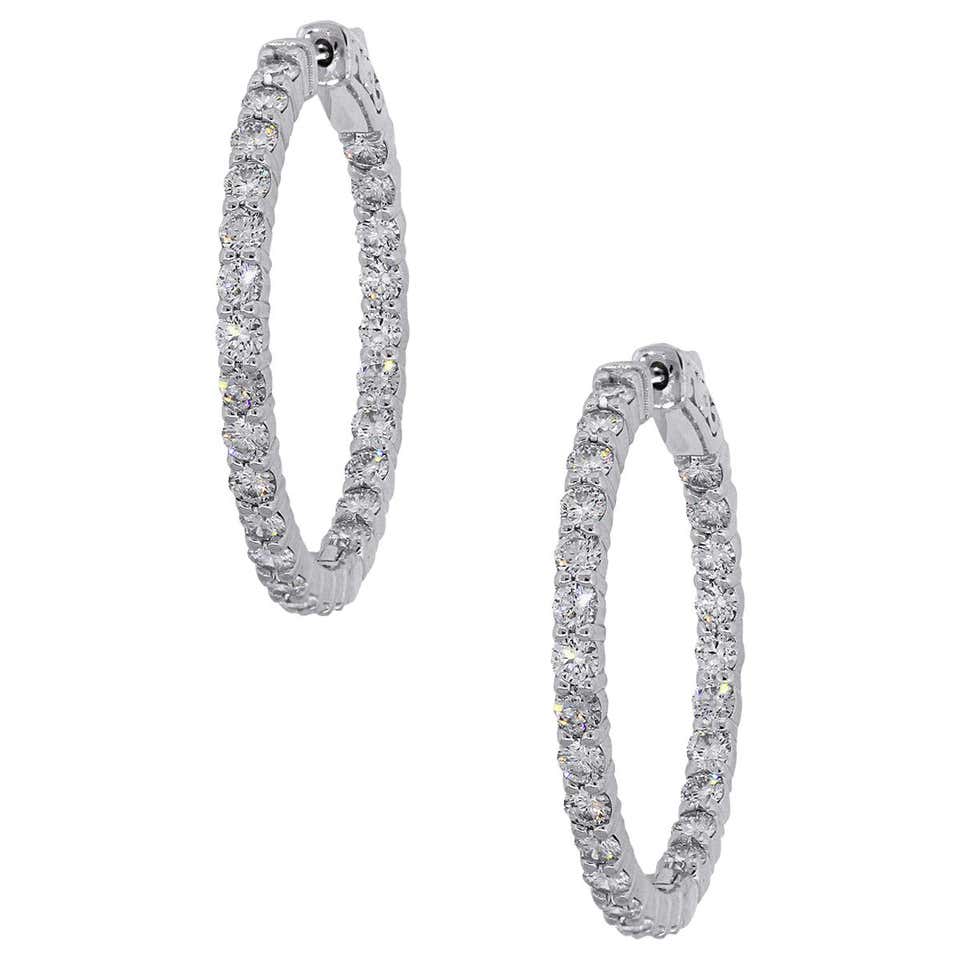 2.90 Carat Round Diamond Inside Out Hoops For Sale (Free Shipping) at ...