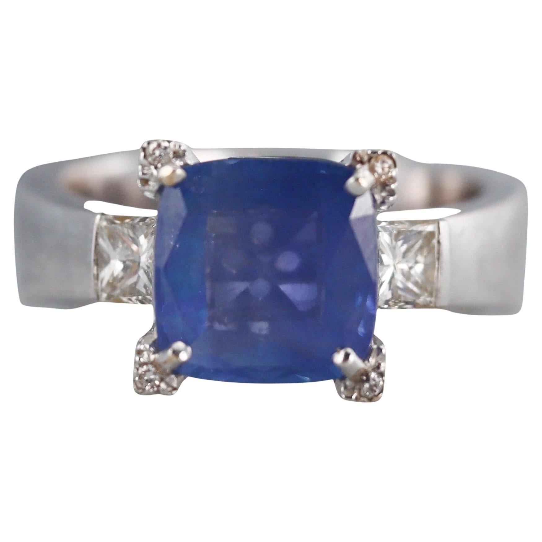 Anillo de Oro Zafiro Diamante 2,90 Quilates