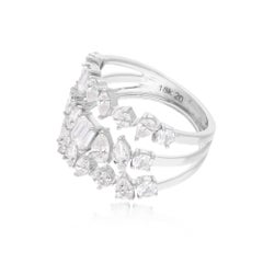 2.90 Carat SI Clarity HI Color Multi Diamond Cluster Ring 18K White Gold Jewelry