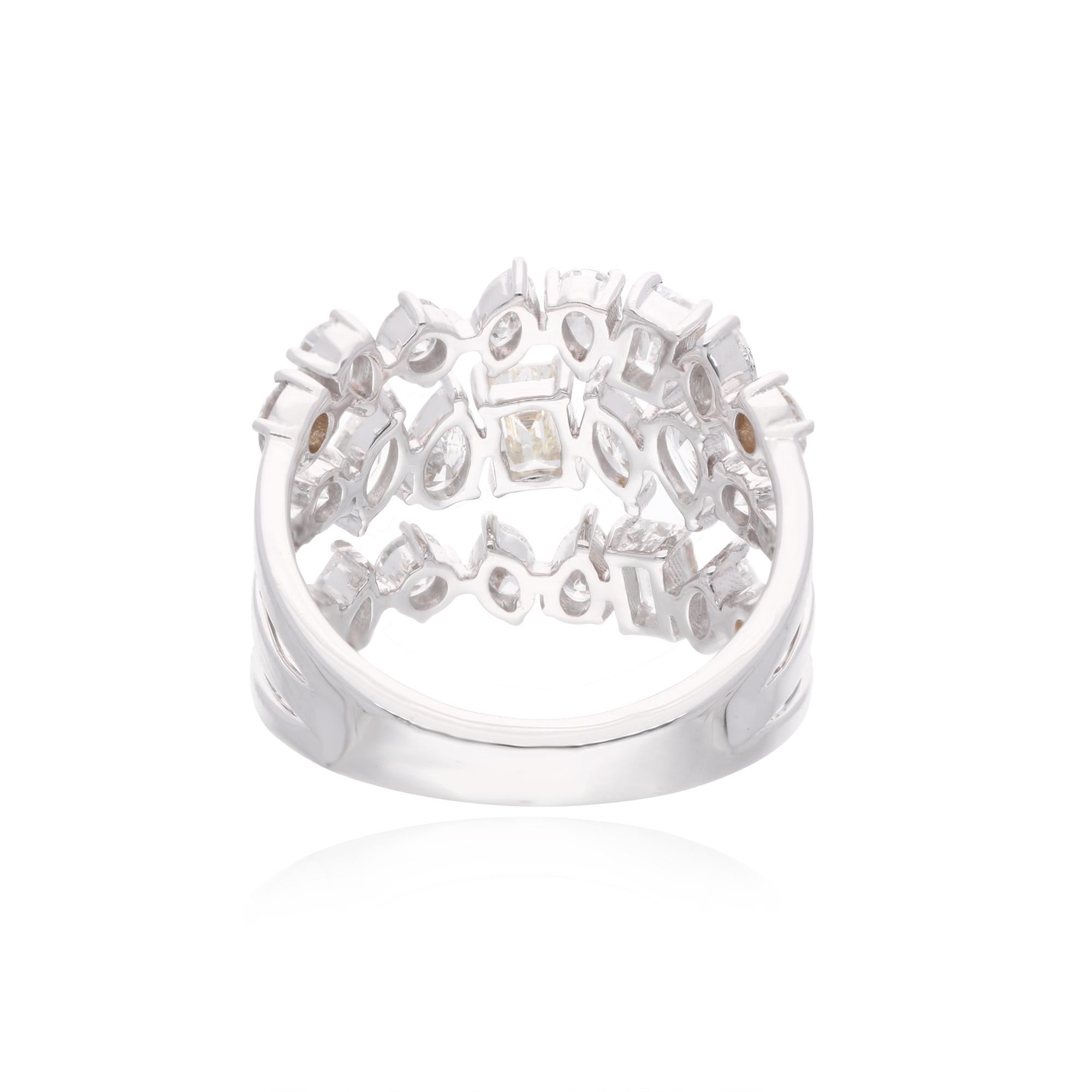 Moderno 2,90 carati SI Clarity HI Color Multi Diamond Cluster Ring Gioielli in oro bianco 18K in vendita