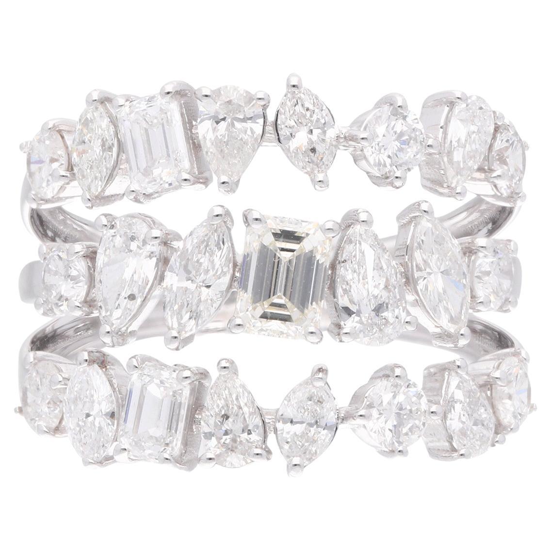 2,90 carati SI Clarity HI Color Multi Diamond Cluster Ring Gioielli in oro bianco 18K