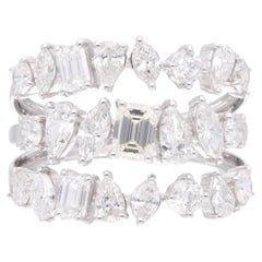 2.90 Carat SI Clarity HI Color Multi Diamond Cluster Ring 18K White Gold Jewelry