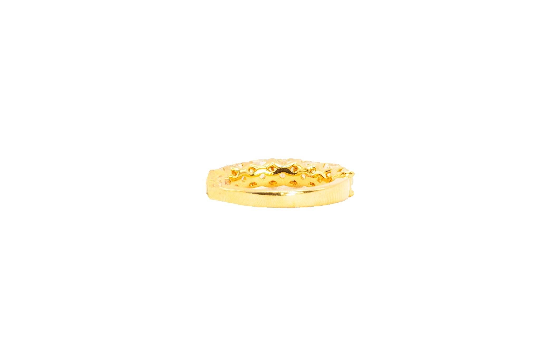 Cushion Cut 2.90 Carat Total Yellow Diamond Anniversary Band In 18k Gold For Sale