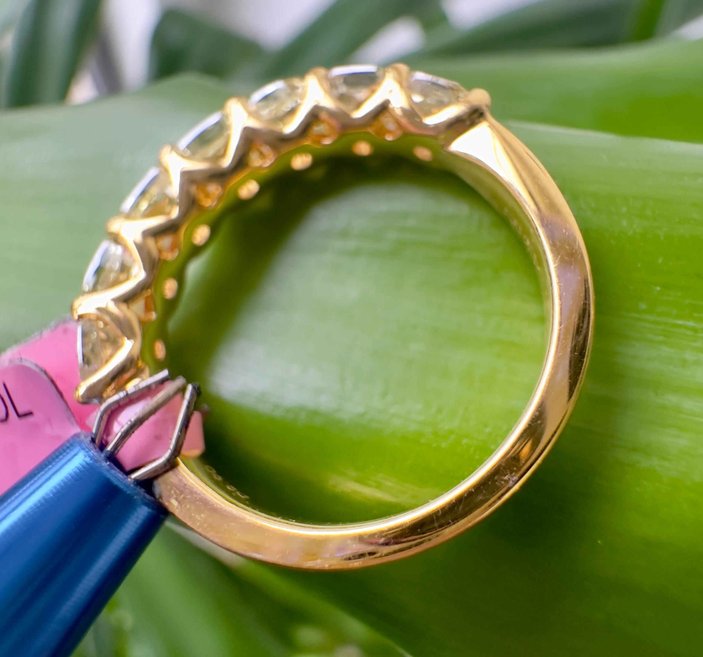 2.90 Carat Total Yellow Diamond Anniversary Band In 18k Gold For Sale 2