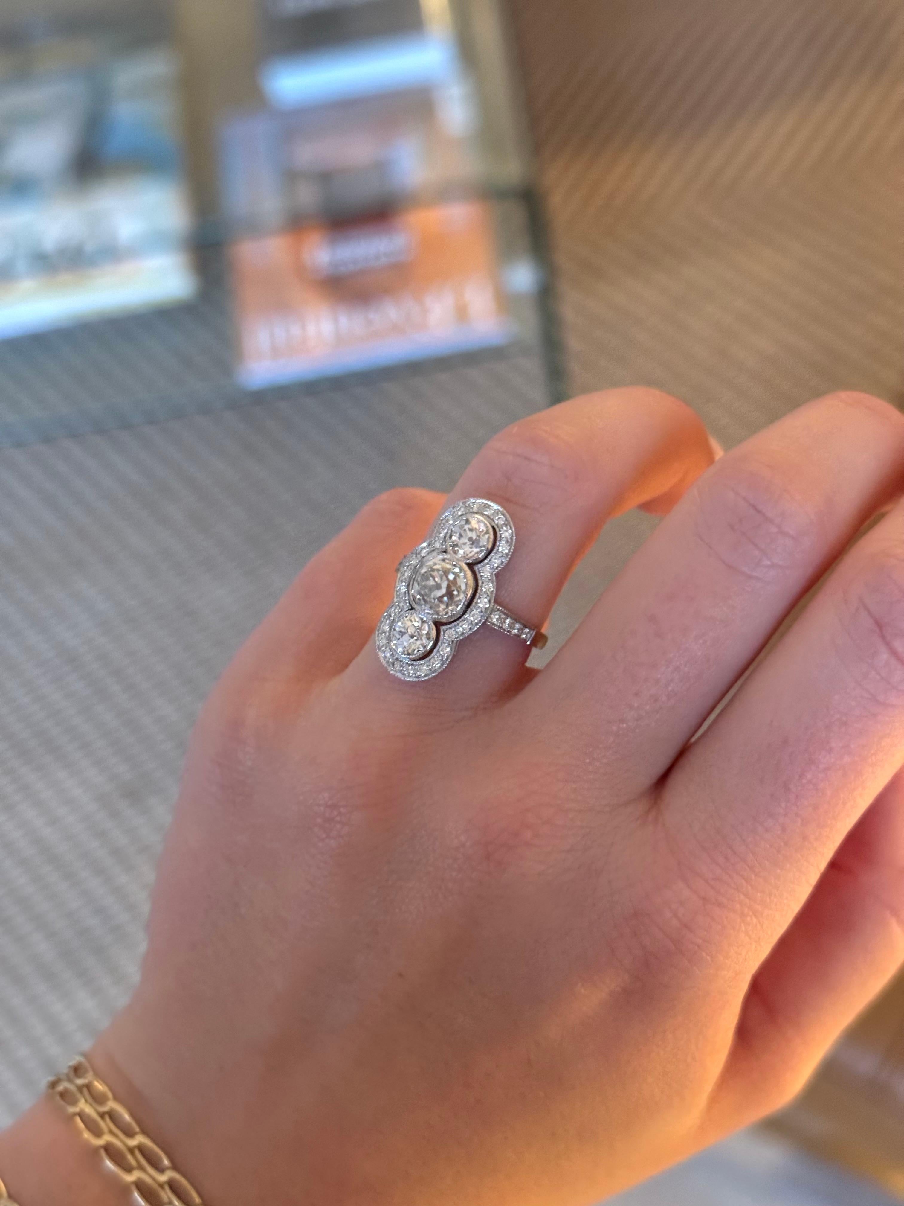 2.90 Quilates Anillo de diamantes talla europea antigua Art Decó