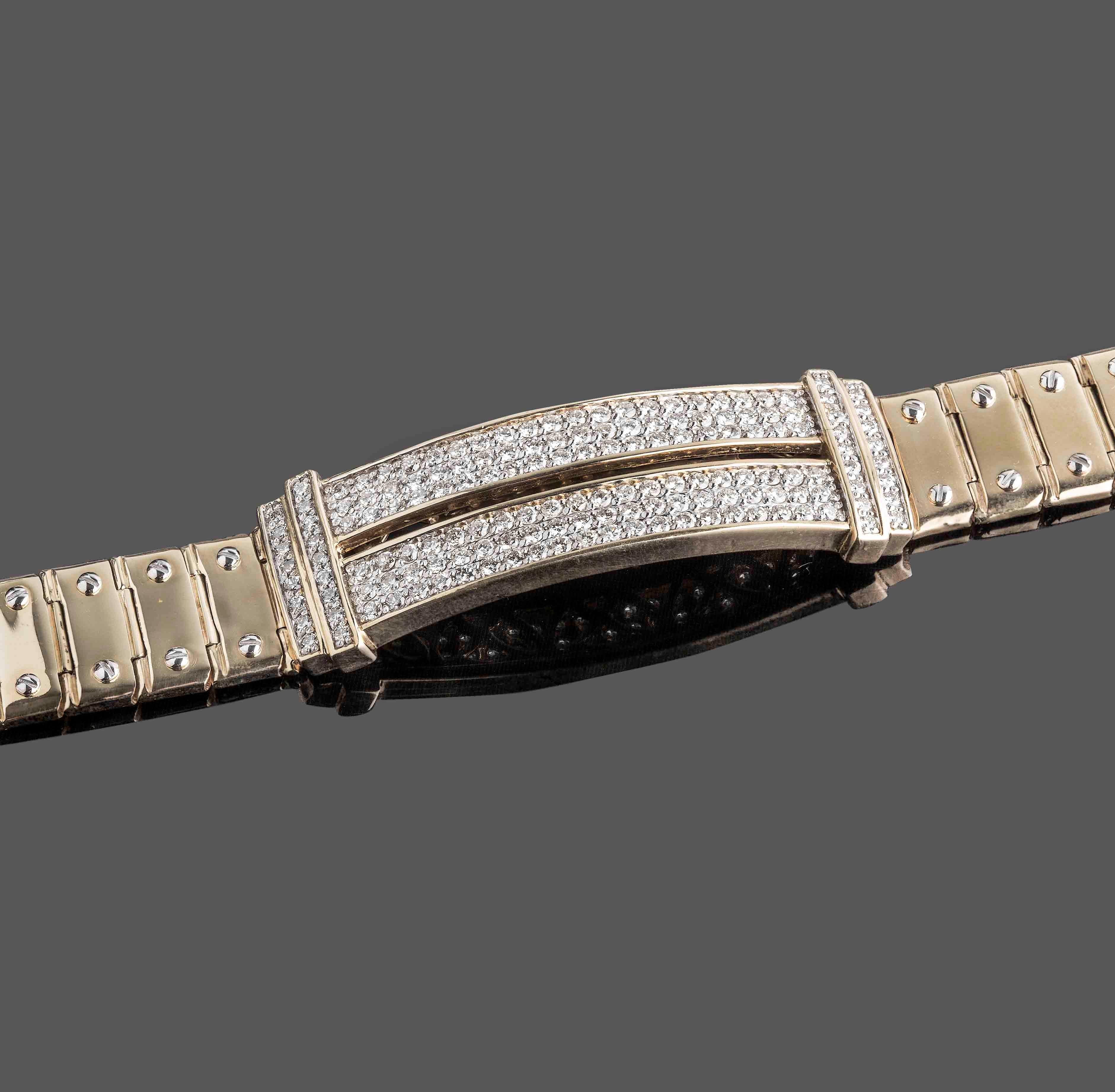 Modern 2.90 Ct Diamond ID Screw Link Men's Bracelet 14k Yellow Solid Gold 54.2g 8.25