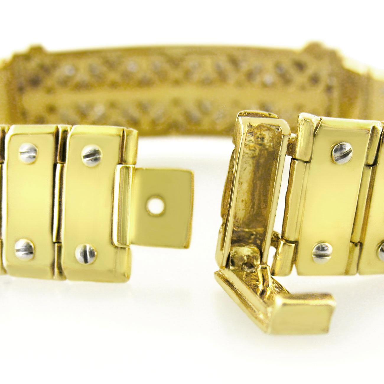 2.90 Ct Diamond ID Screw Link Men's Bracelet 14k Yellow Solid Gold 54.2g 8.25