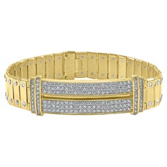 2.90 Ct Diamond ID Link Bracelet Homme 14k Yellow Solid Gold 54.2g 8.25" 8.25"