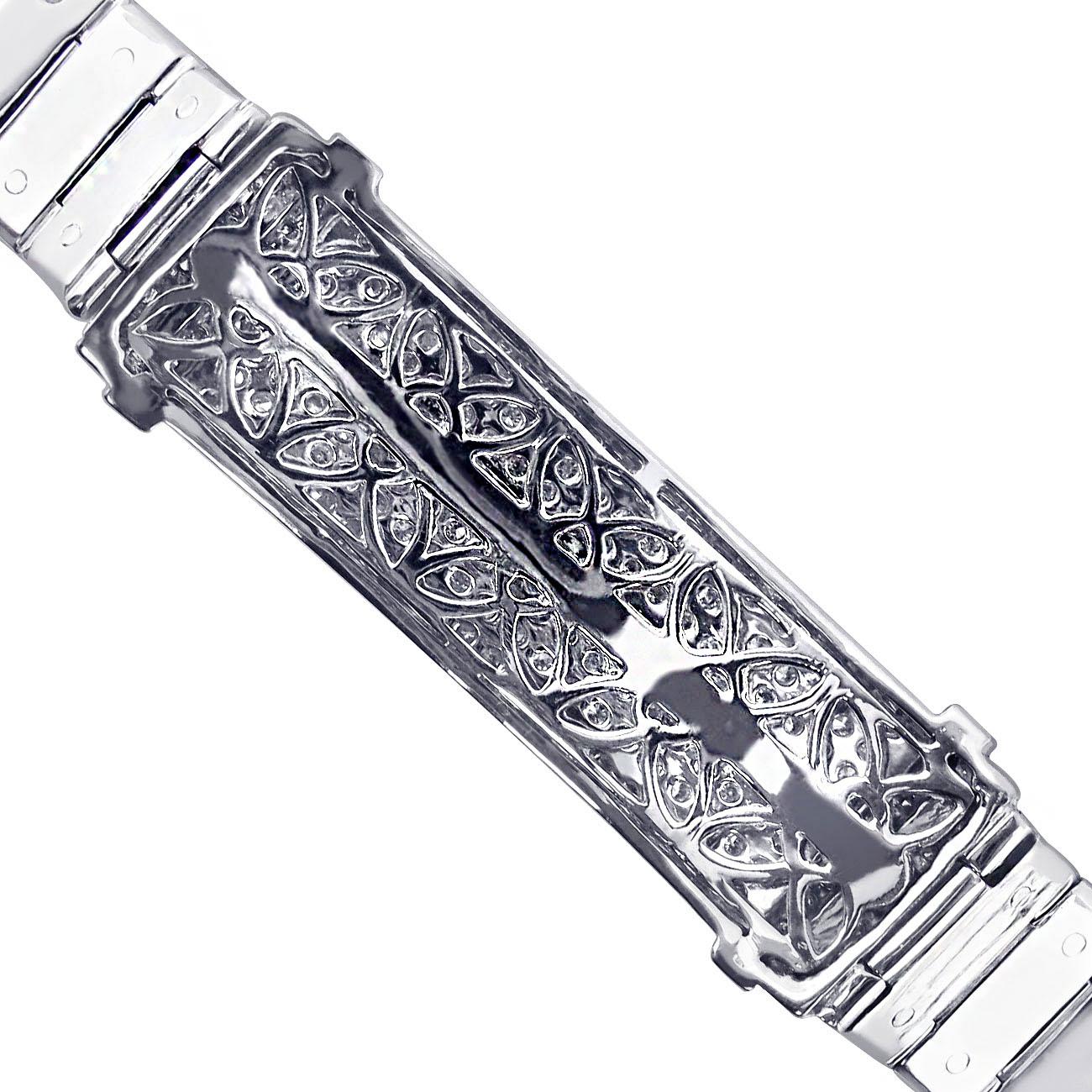 Uomo Bracciale con diamanti da uomo da 2,90 carati a vite A Link in oro bianco massiccio 14k 58,3 grammi 8