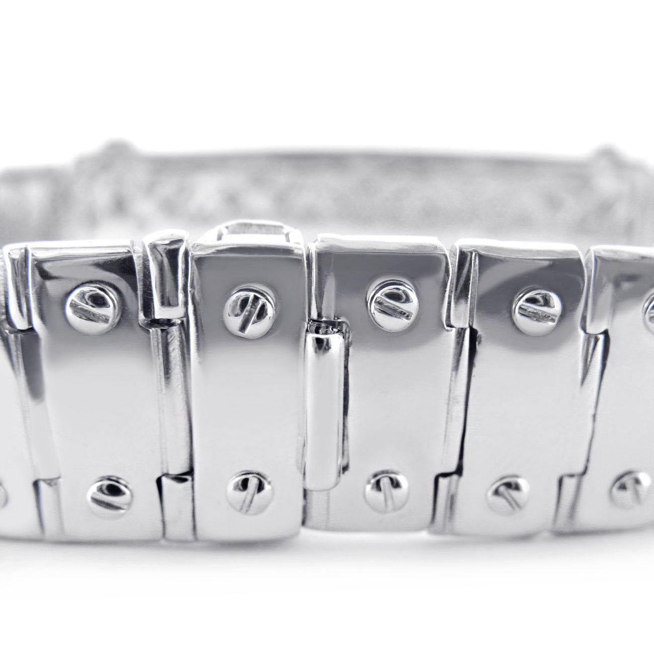 Bracciale con diamanti da uomo da 2,90 carati a vite A Link in oro bianco massiccio 14k 58,3 grammi 8