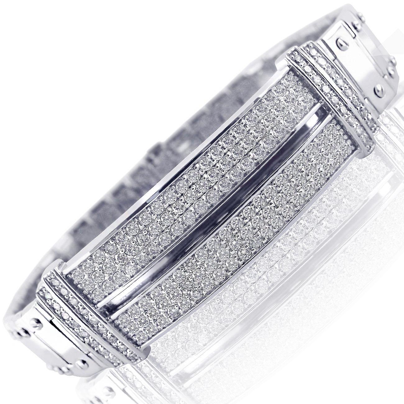 Bracciale con diamanti da uomo da 2,90 carati a vite A Link in oro bianco massiccio 14k 58,3 grammi 8