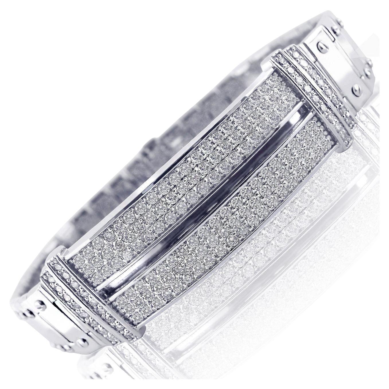 2.90 Ct Men's Diamond ID Bracelet Screw Link 14k Solid White Gold 58.3 grams 8"
