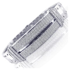 2.90 Ct Men's Diamond ID Bracelet Screw Link 14k Solid White Gold 58.3 grams 8"