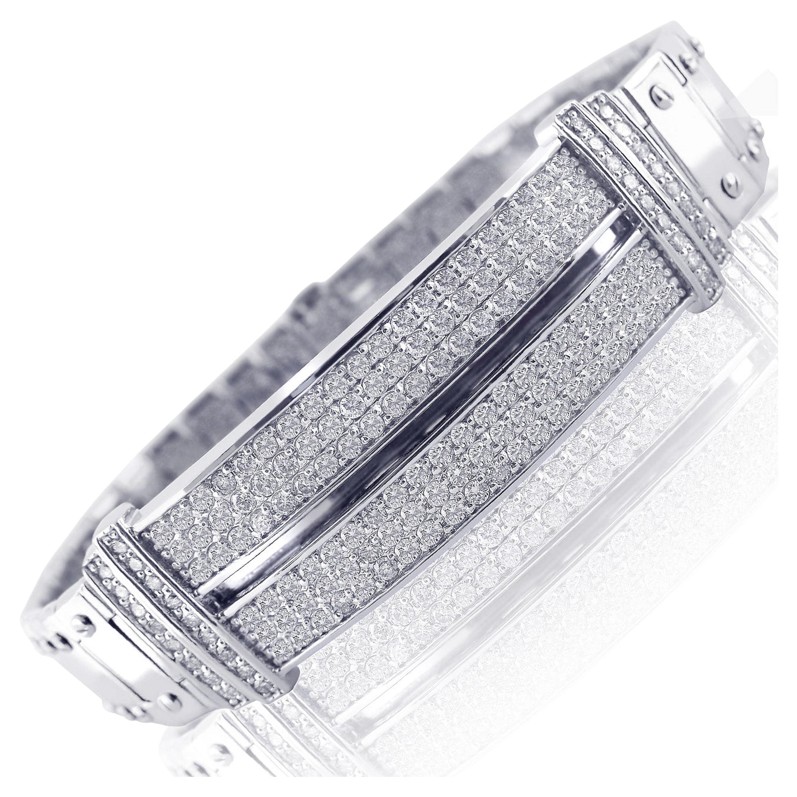 2.90 Ct Men
s Diamond ID Bracelet Screw Link 14k Solid White Gold 58.3 grams 8" 8"