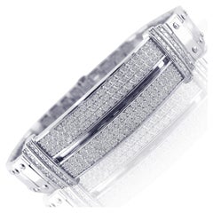 2.90 Ct Men
s Diamond ID Bracelet Screw Link 14k Solid White Gold 58.3 grams 8" 8"