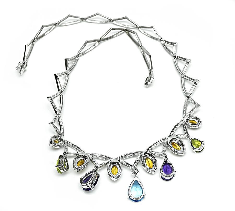 29.00ct Collana in oro con gemme multicolore e 2.00ct di diamanti In condizioni buone in vendita a New York, NY