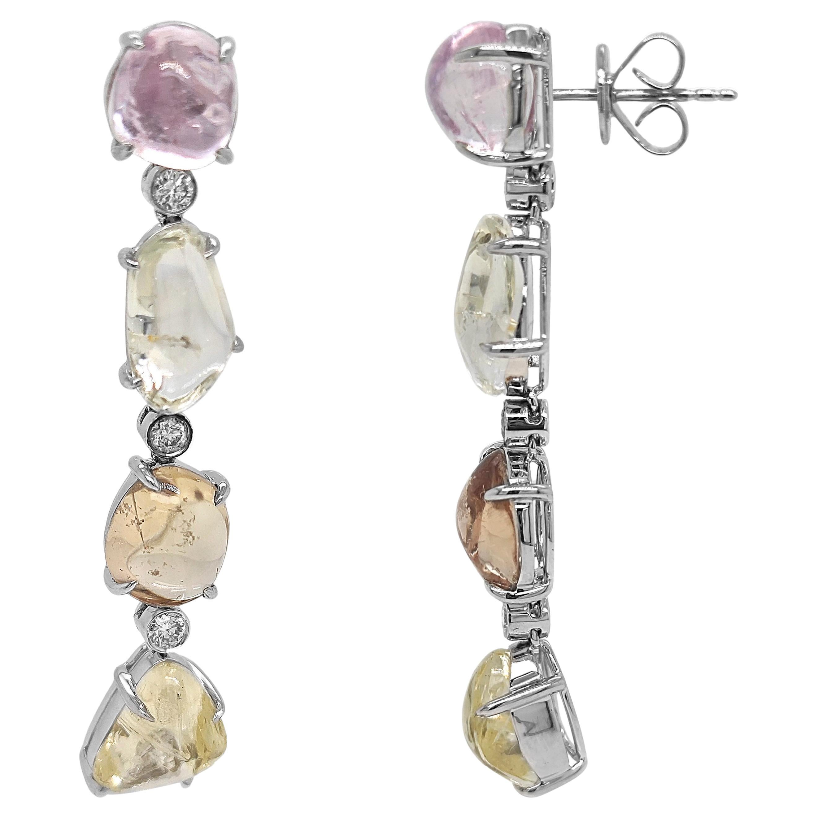 29.01 Carat Sapphire and White Diamond White Gold Earrings