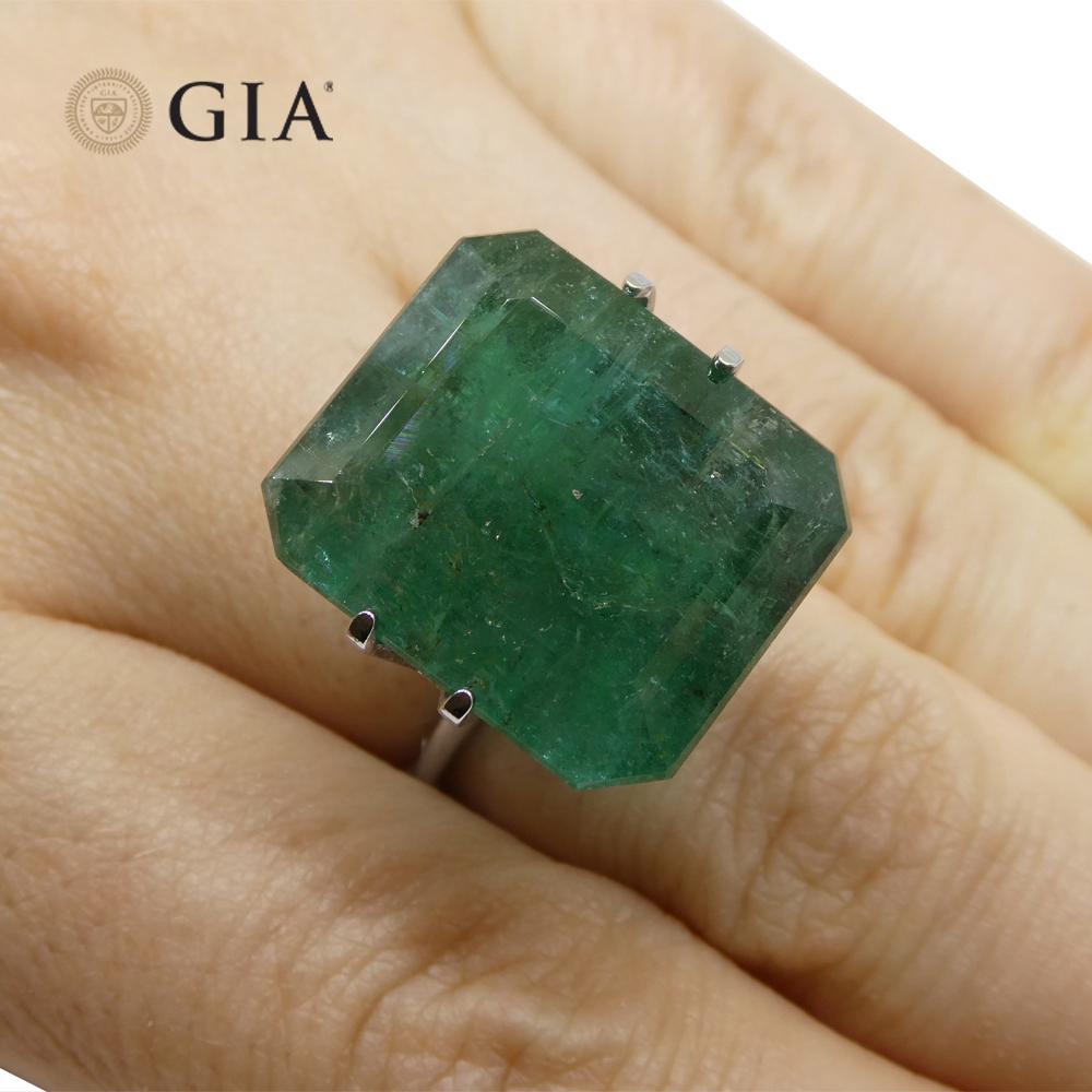 29.06ct Octagonal/Emerald Cut Green Emerald GIA Certified In New Condition For Sale In Toronto, Ontario