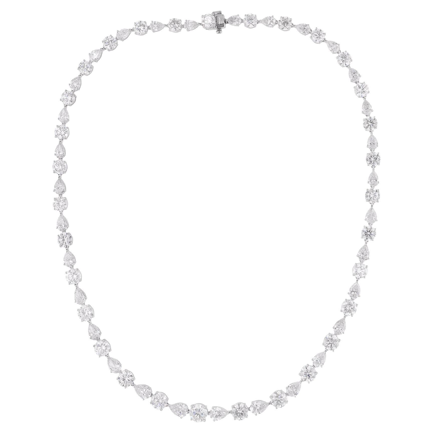 29.08 Carat Round Pear Shape Diamond Necklace Solid 14 Karat White Gold Jewelry