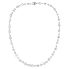 29,08 quilates redondo collar de diamantes en forma de pera Sólido 14 quilates de oro blanco Joyería