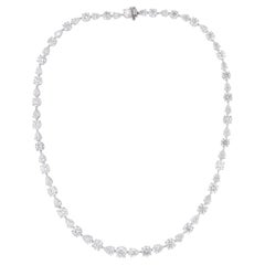 Collier en or blanc 14 carats avec diamants ronds en forme de poire de 29,08 carats