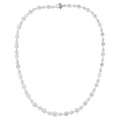 29.08 Carat Round Pear Shape Diamond Necklace Solid 18 Karat White Gold Jewelry